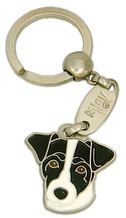 RUSSELL TERRIER BLACK AND WHITE <br> (keyring, engraving included)